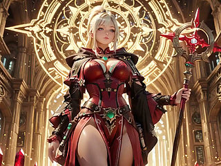 Red & Black Armor Witch! Forbidden Casting in the Gothic Library.