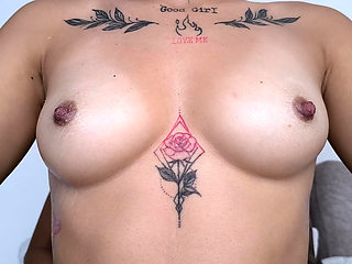 Just putting oil on my small natural tits
