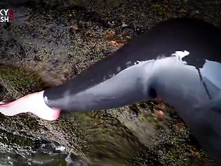 Neoprene Wetsuit & Dive Mask Masturbation by the Sea