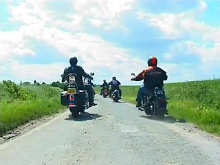 Boss of Bikers Gang Invites Exotic Dancer with Slant Eyes and Big Melons Togive Couple of Them a Lead