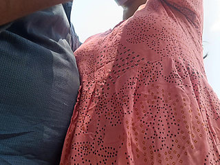 Housewife hot breast squeeze romance in outdoor