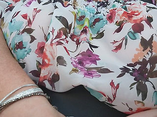 Mature Blonde Fingers Throbbing Pussy in Public Car Ride