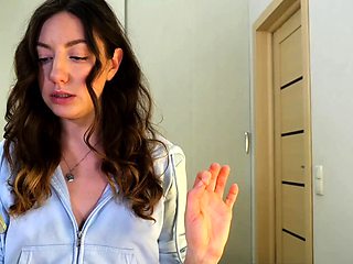 Brunette solo darling masturbating at home