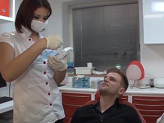 Brunette nurse wearing nylon stockings gets fucked - Anna Polina