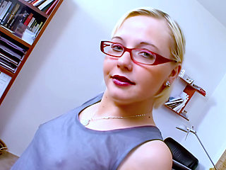 Anal fuck in the office with the little blonde Maeva Blue