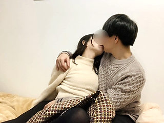 How to spend time during summer. Resting in bed after holiday date. An amateur couple who do lovey-dovey and rich deep kiss. Jap